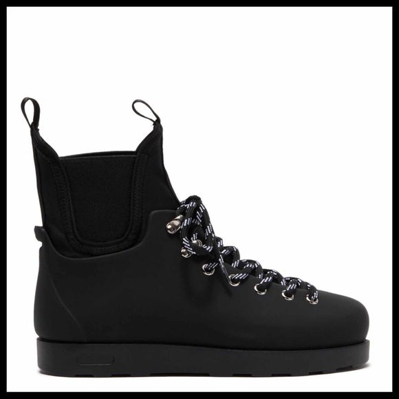 JEFFREY CAMPBELL ANKLE BOOTS LACE UP WATERPROOF BLACK BOOTIES A2C - Picture 8 of 12